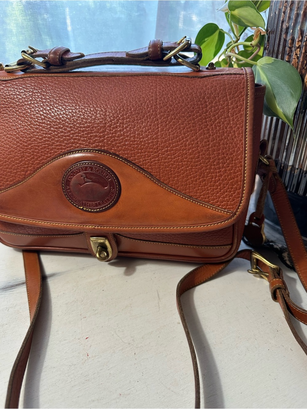 Dooney & Bourke Chestnut Brown Leather Shoulder Satchel Top Handle